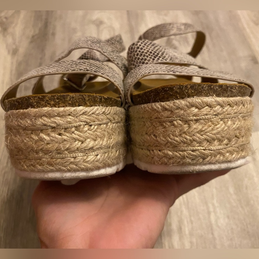 SODA Womens Platform Espadrilles Wedges Sandals Snakeskin Cream Beige Black Sz 8 - Picture 12 of 12